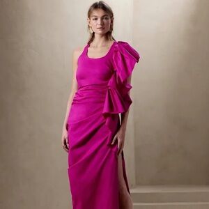 BANANA REPUBLIC SOFFI RUFFLE MAXI DRESS | Size 10